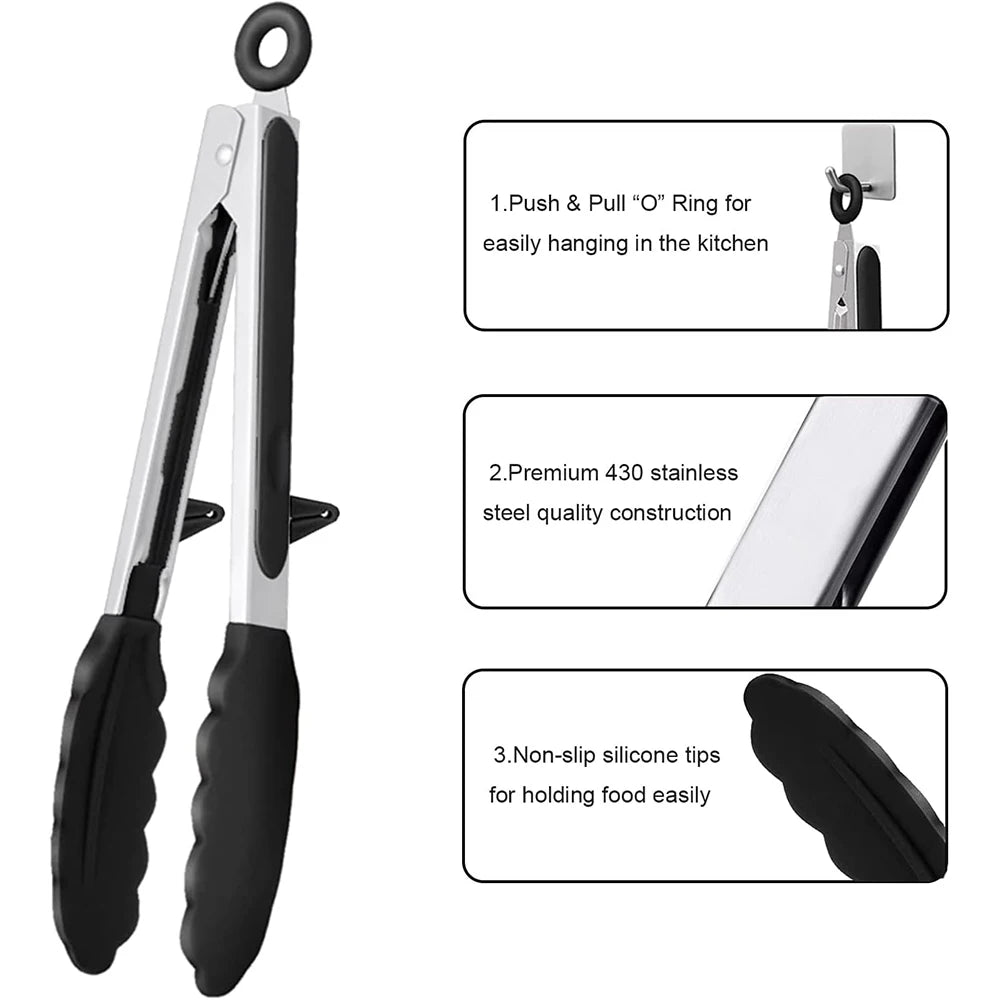 1x Non-Stick Silicone Tongs