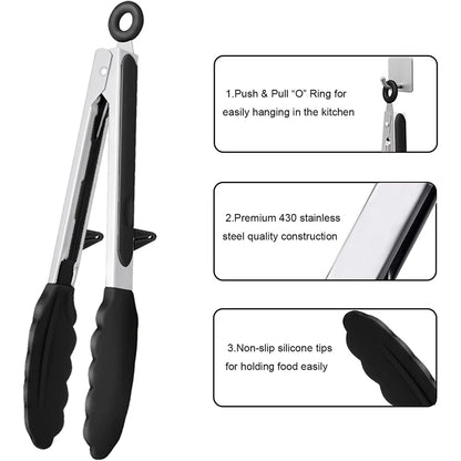1x Non-Stick Silicone Tongs